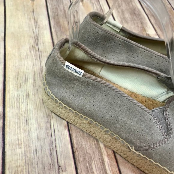 Soludos Leather Malibu Platform Gray Espadrille - Picture 5 of 8